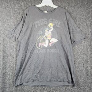 DC Comics Originals T-Shirt Women XL Gray Wonder Woman This Girl Plays Rough